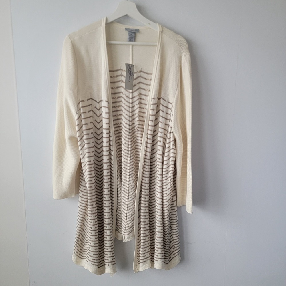 Catherines women's chevron pattern 3/4 sleeves Open-Front Cardigan size 22/24W
